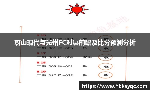 蔚山现代与光州FC对决前瞻及比分预测分析